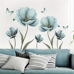 2pcs Flower Wall Stickers Butterflies Wall Decals Romantic Art Decor