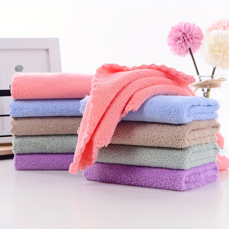 5pcs Coral Velvet Washcloth Small Square Towel Soft Absorbent for Bathroom