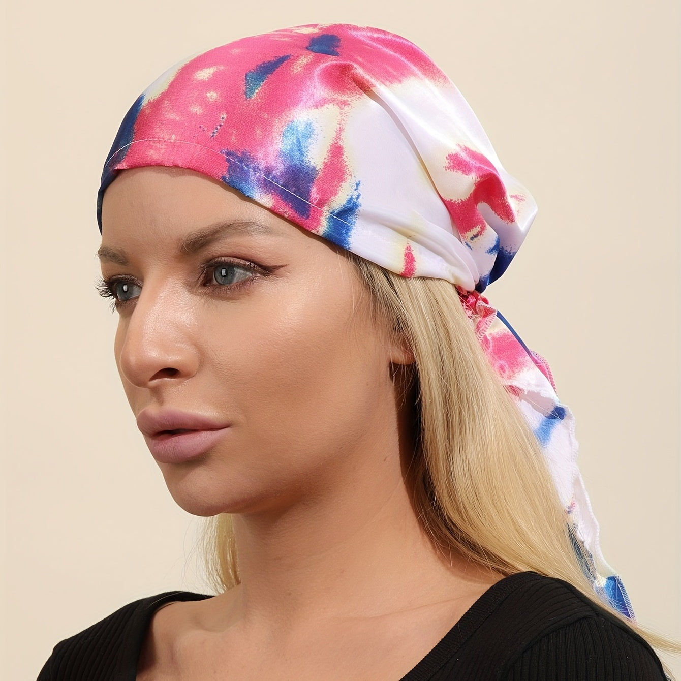 Colorful Elastic Pirate Hat Bandana Hair Cap Women Tie Dye Headwrap