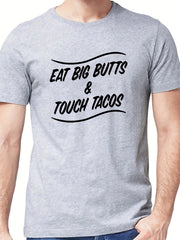 Men's Touch Tacos Print T shirt Casual Slightly Stretch Breathable Tee