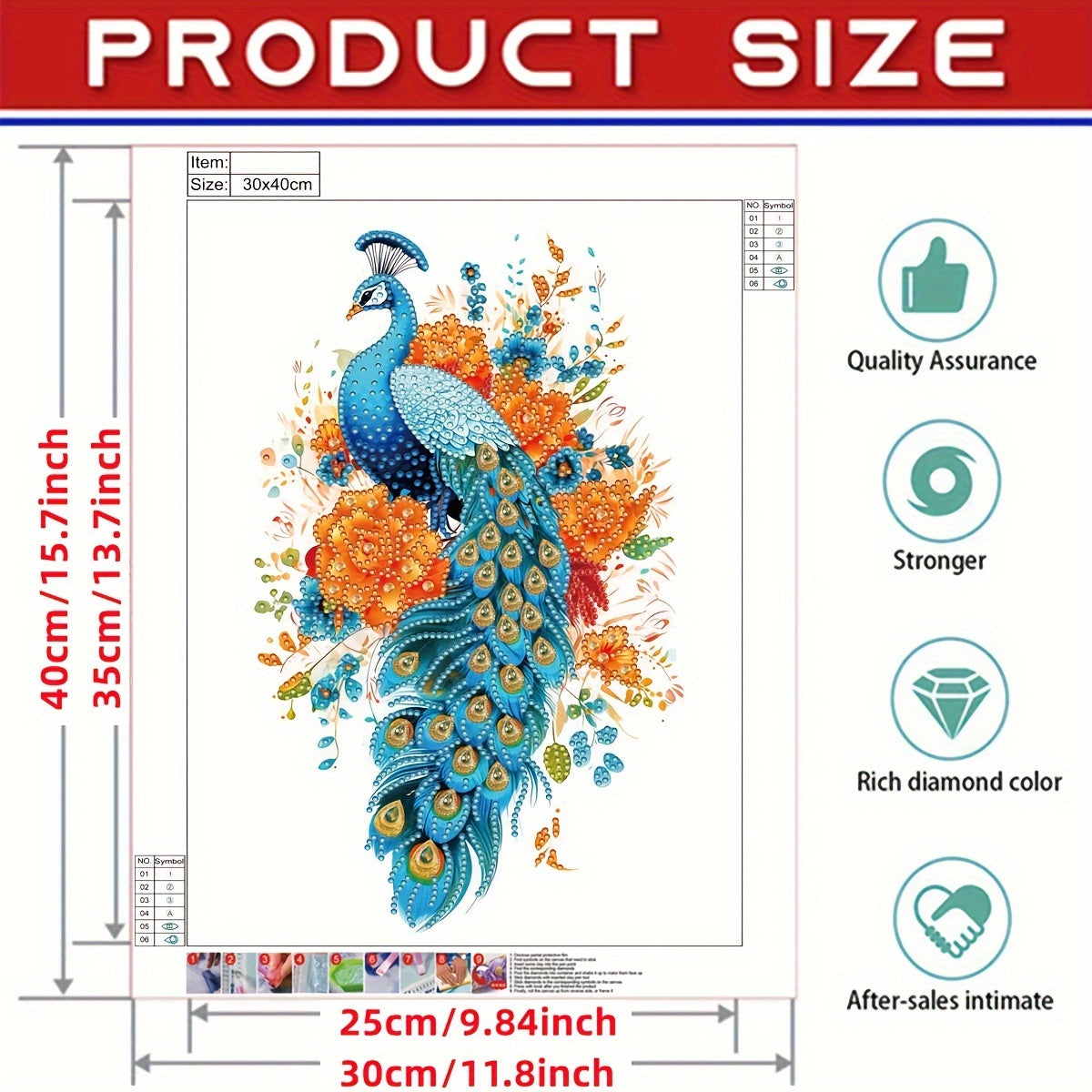 Peacock Pattern Diamond Painting Kit - DIY 5D Partial Diamond Art