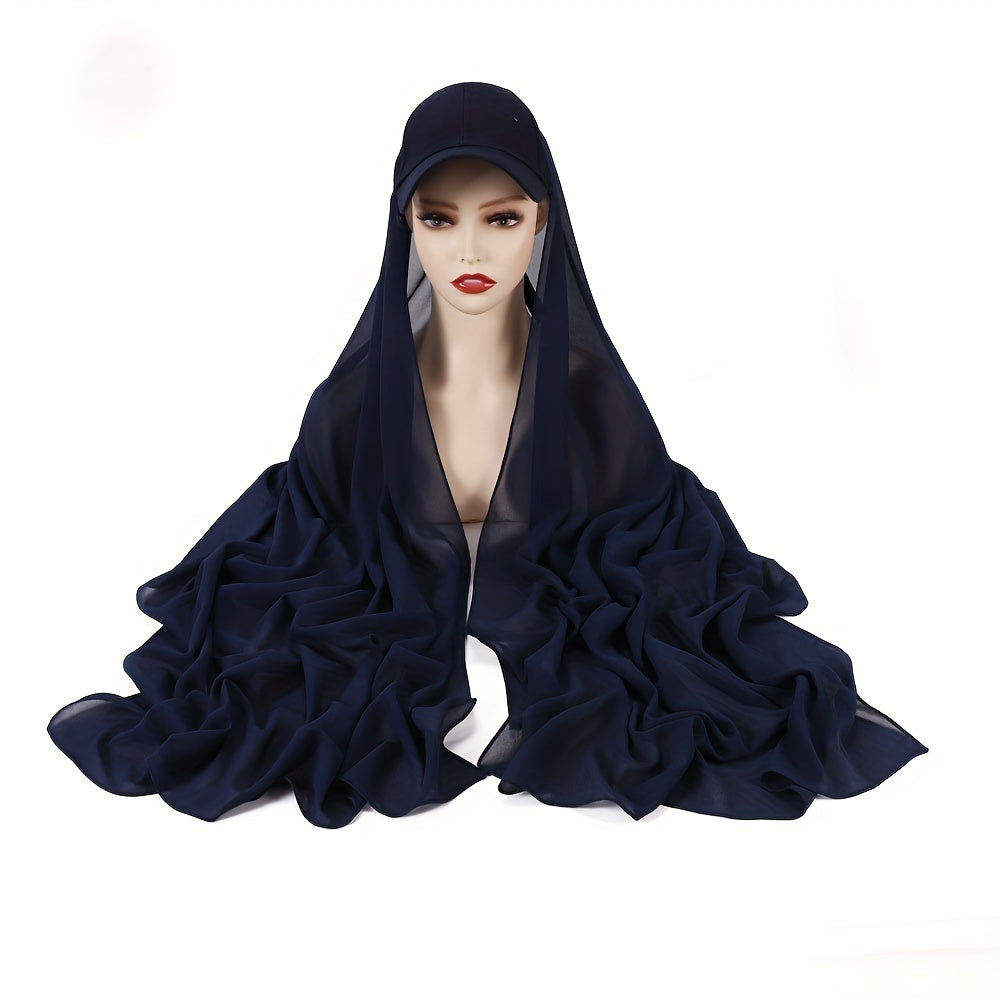Chiffon Scarf Baseball Cap 2 Piece Set Breathable Sun Proof Hat