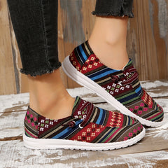 Women's Flowers Patterned Canvas Flat Shoes