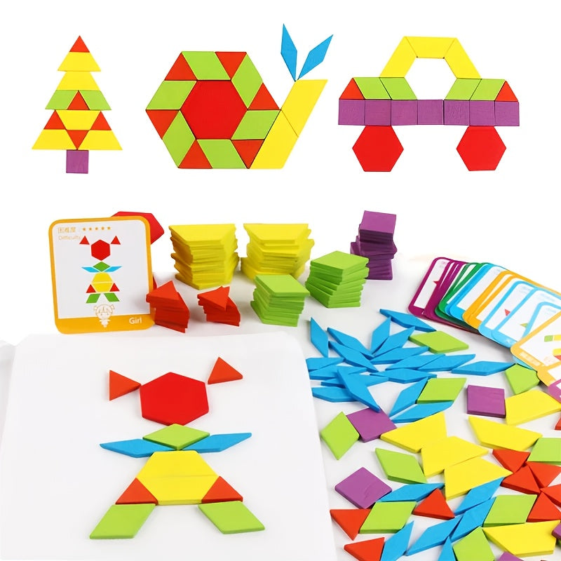 Geometric Shapes Puzzle Set with 24 Cards