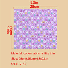 7pcs Printed Cotton Quilting Sewing Patchwork DIY Cloth Purple Series