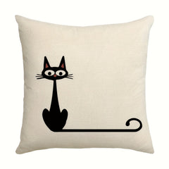 Line Cat Printed Throw Pillow Cover Home Decor