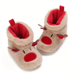 Christmas Theme Cartoon Baby Girls Boots Soft Warm Fleece Indoor Walking