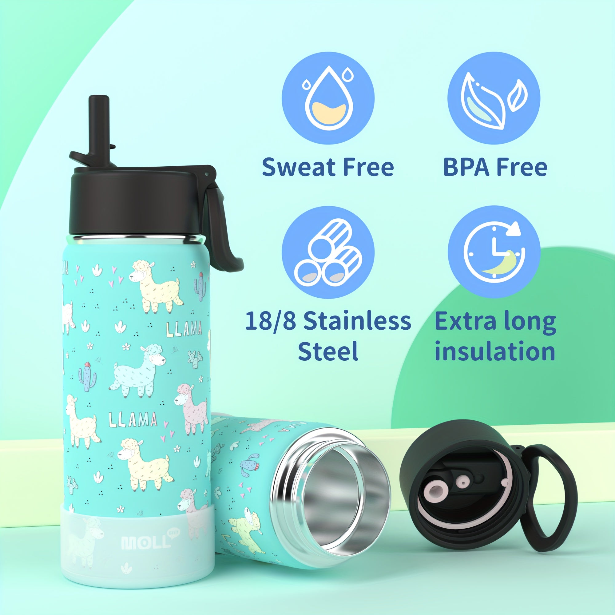 Mollcity 12oz Stainless Steel Vacuum Water Bottle