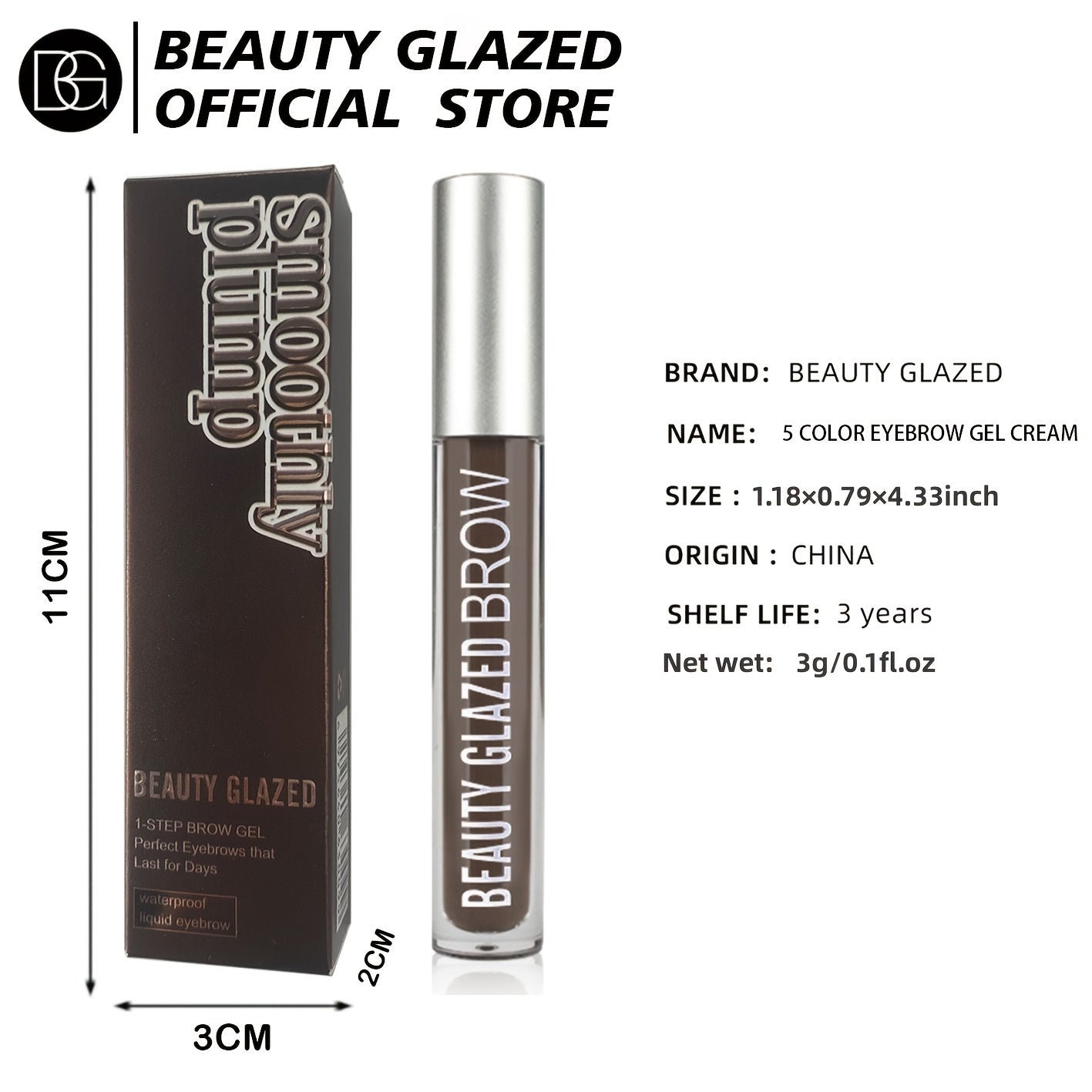 Beauty Glazed 5 Colors Eyebrow Gel Brown Tinted Makeup Pencil