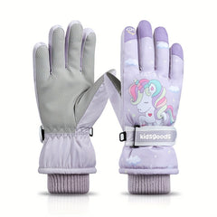 Kids Cartoon Thermal Ski Gloves Snowboard Winter Mittens