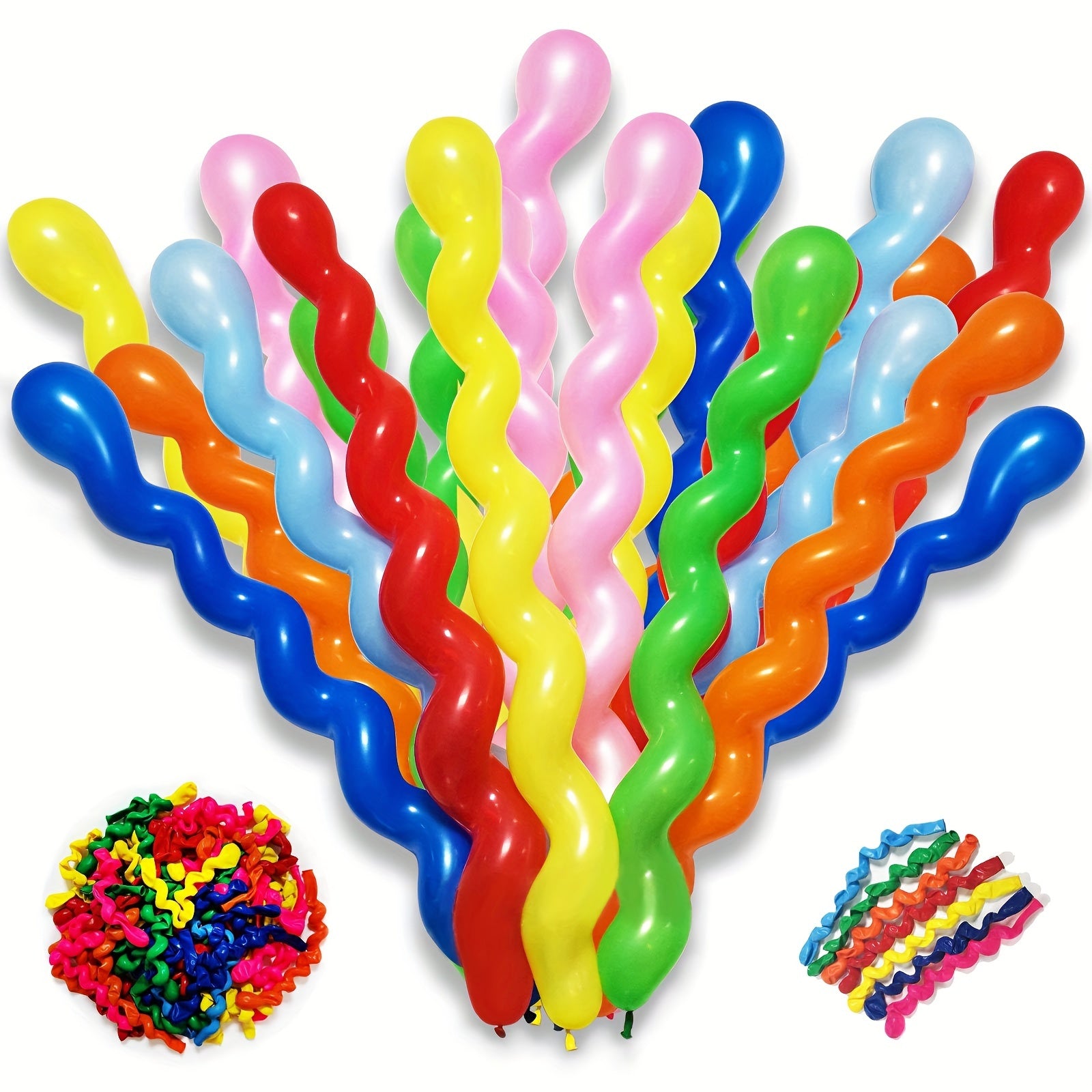 100 Pcs 6 Cm Latex Spiral Long Balloons Colorful Rainbow Twisted Balloons