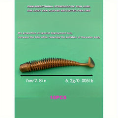 10pcs T tail Soft Bait Soft Worm For Lead Head Hook Bionic Maggot
