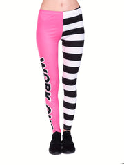 Striped Contrast Leggings Casual High Waist Skinny Leggings
