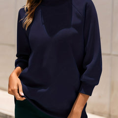 Solid Raglan Neck Pullover Sweatshirt for Women