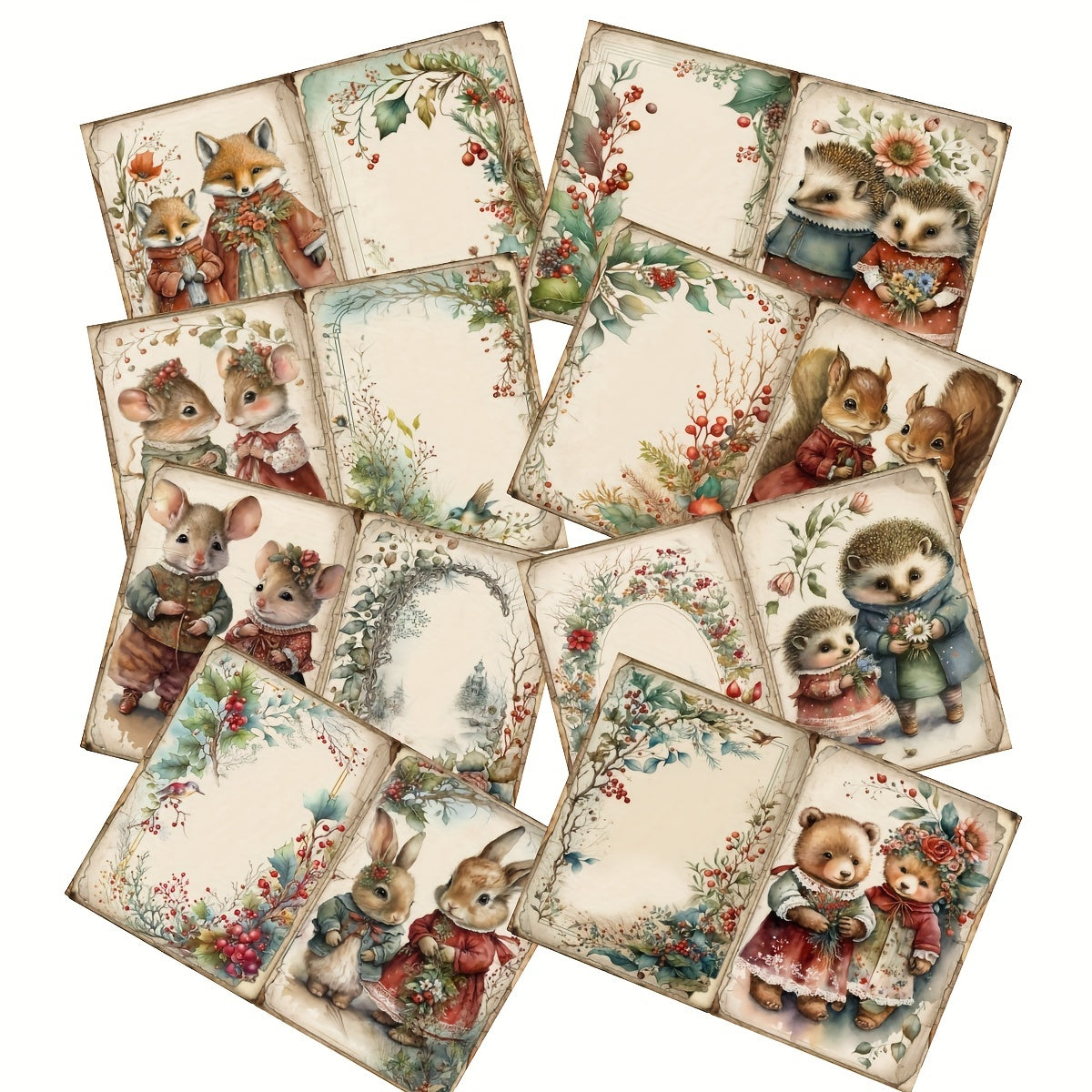 8 Christmas Animals Decoration DIY Student Stationery Retro Diary Pages
