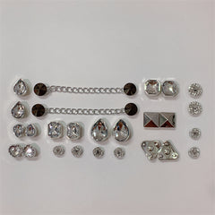 26pcs Silver Rhinestone Chain Shoe Buckle Set, Shoe Decoration Accessories