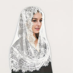 Bridal Lace Head Veil Shawl Floral Vintage Court Style Lightweight
