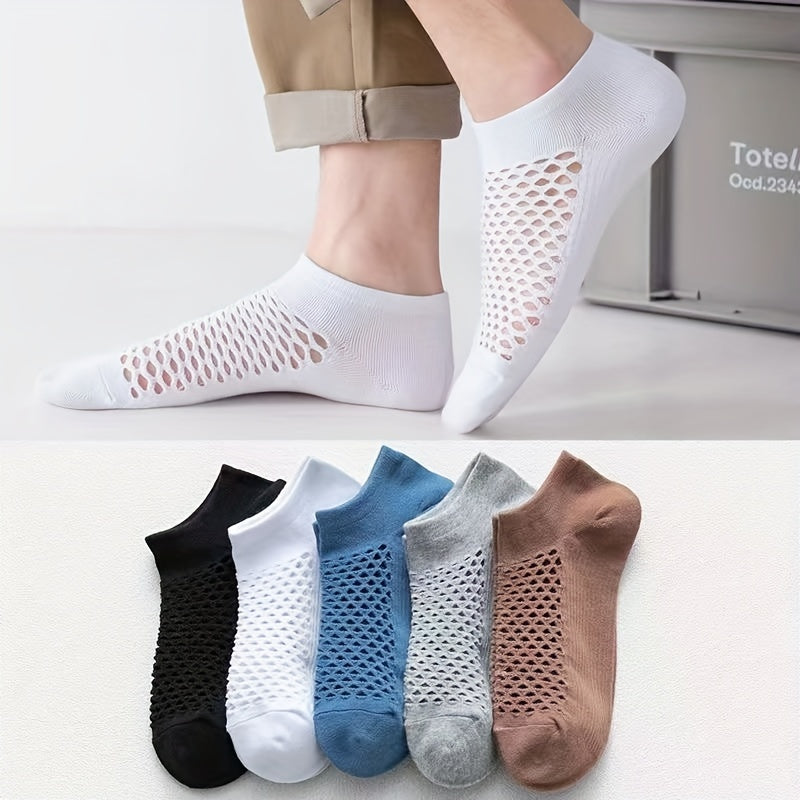 5 Pairs Men's Breathable Mesh Ankle Socks for Sports & Fitness