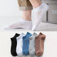 5 Pairs Men's Breathable Mesh Ankle Socks for Sports & Fitness