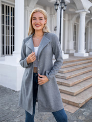 Solid Coat Casual Open Front Long Sleeve Outerwear