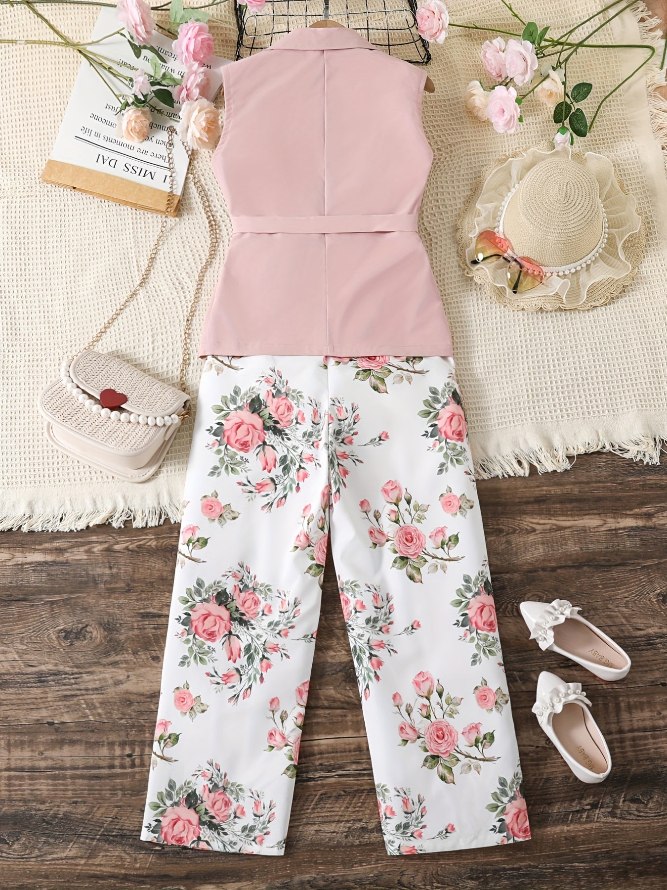 Girls Sleeveless Blazer and Jumpsuit Set Kids Summer Outfit