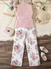 Girls Sleeveless Blazer and Jumpsuit Set Kids Summer Outfit