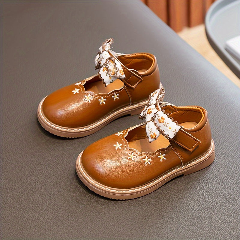 Vintage Bowknot Loafer Shoes for Baby Girls Lightweight Comfortable