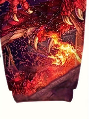 Boy's Fire Dragon Pattern Hoodie & Pants Set for Fall Winter