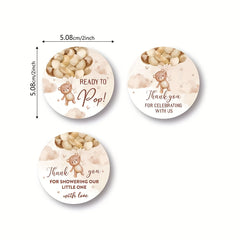 2-Inch Bear Thank You Stickers for Baby Shower - Birthday Party Decorations