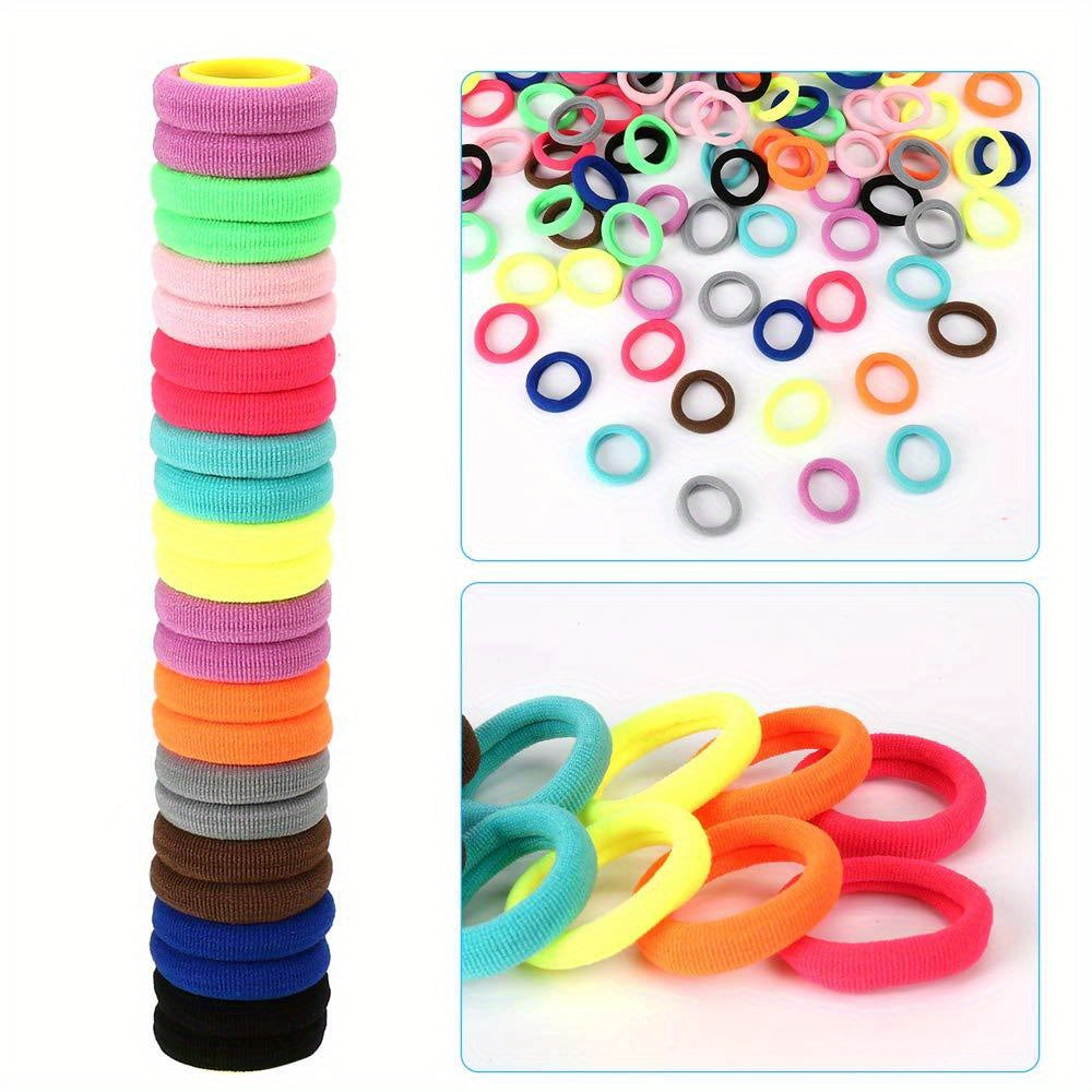 100 200pcs Mix Hair Elastics Ties Thick Stretchy Rubber Band Ponytail Holder