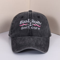 Boat Hair Don't Care Baseball Cap Y2K Embroidery Casual Washed Sunscreen Sports