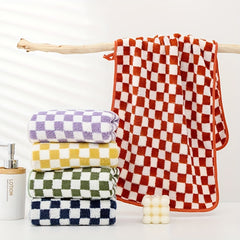 4pcs Checkered Pattern Hand Towel Soft Skin-friendly Face Towel
