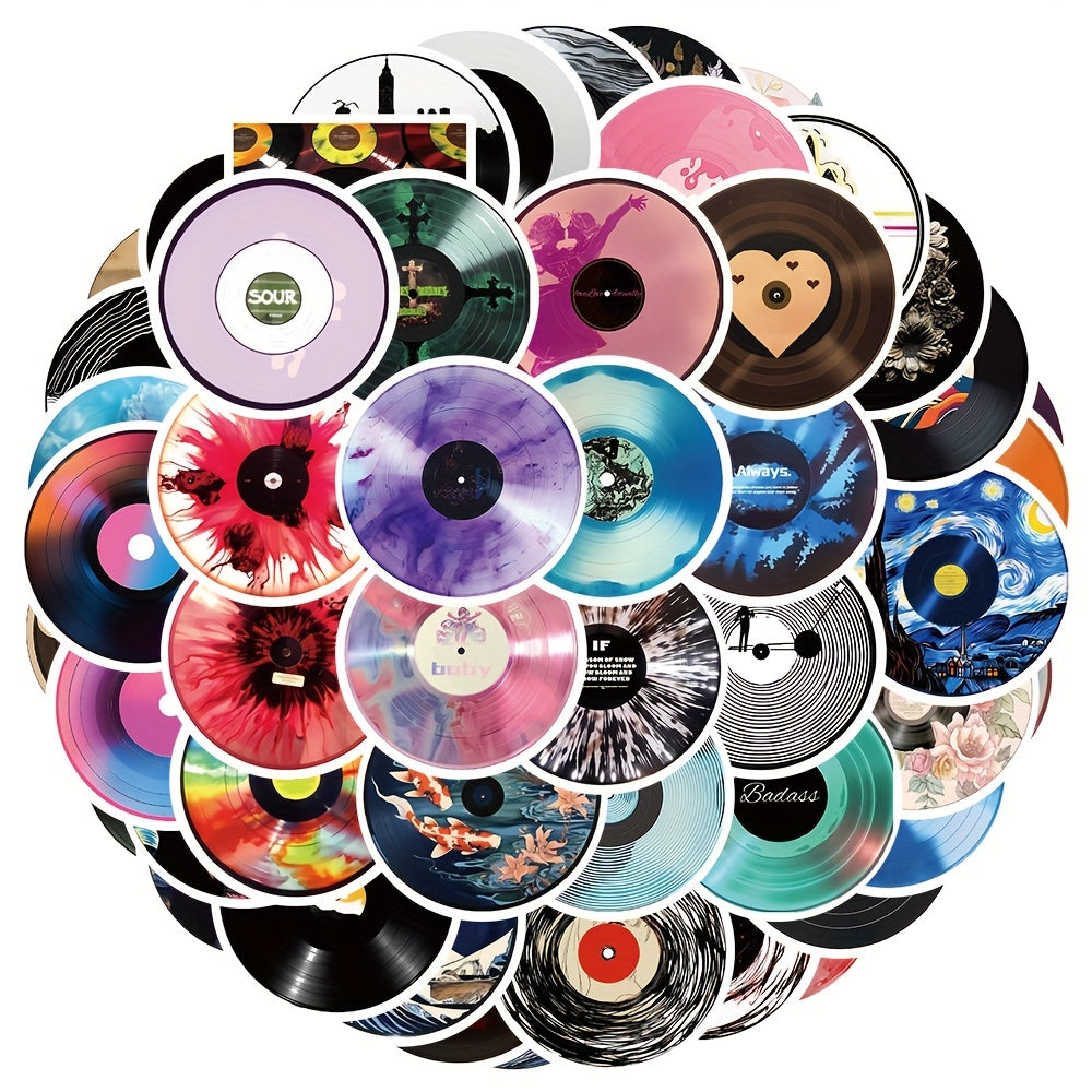 50pcs Retro Vinyl Record Graffiti Sticker Decoration Waterproof Stickers