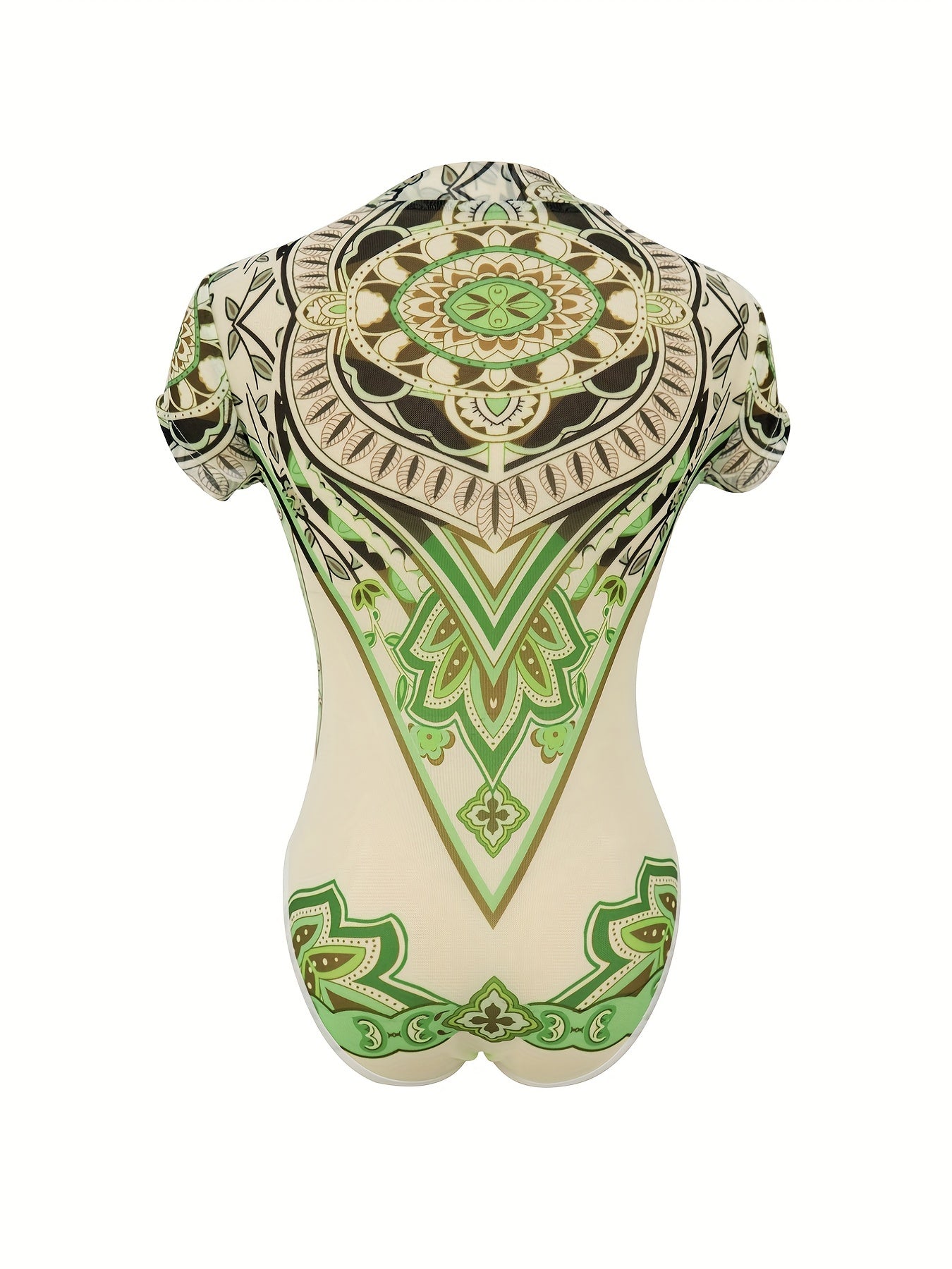 Boho Style Crew Neck Bodysuit One Piece Bodysuit for Spring & Summer