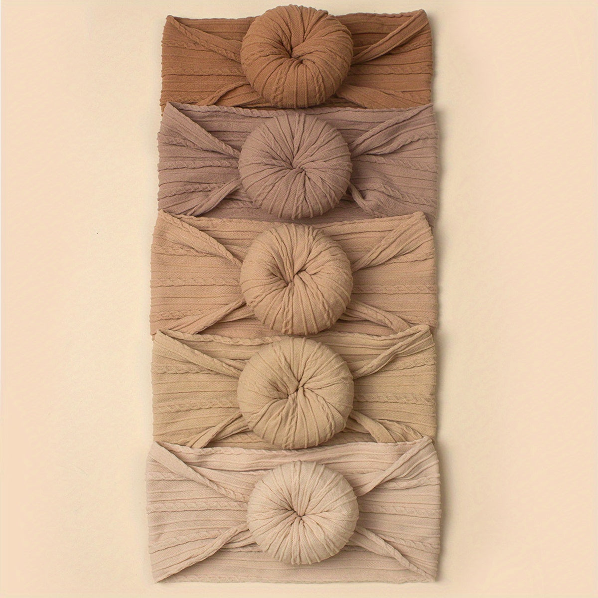 5pcs Jacquard Donut Wide Headband for Infant Toddler