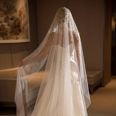 Wedding Baroque Faux Pearl Veil Accessory Long Veils With Comb 1 Tier Bride Veil