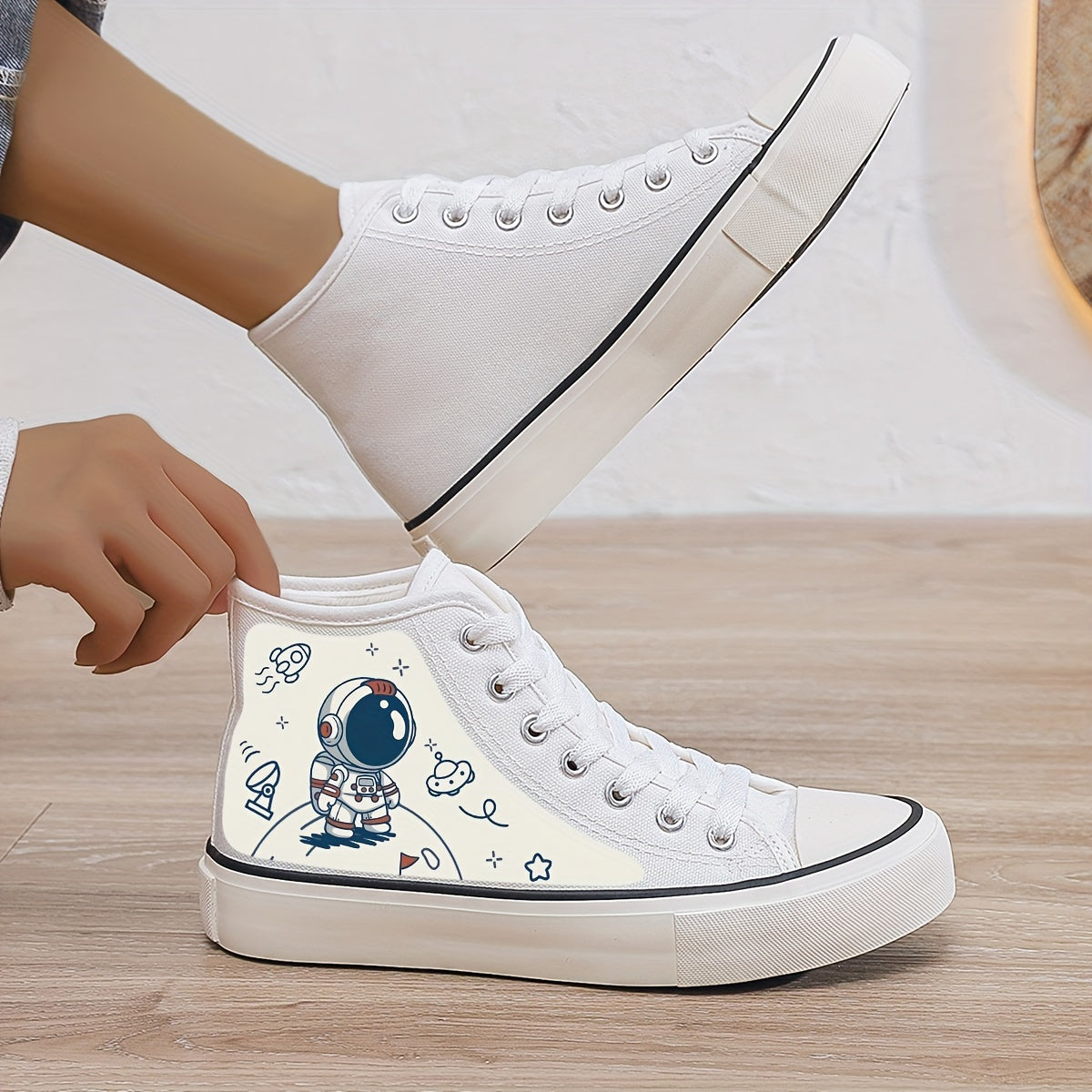 Astronaut Plush Lined Thermal Chunky Canvas Sneakers