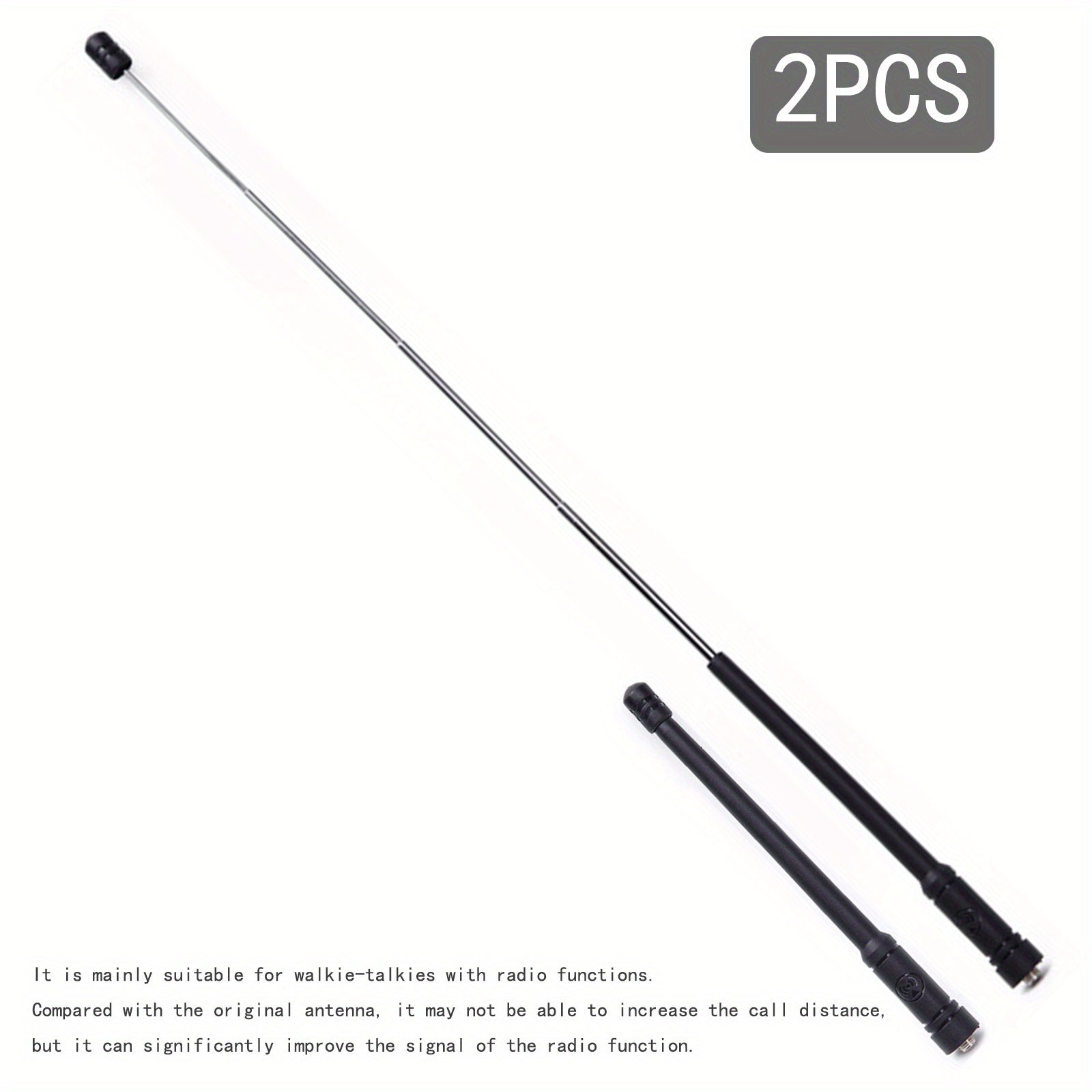 2pcs 16 Inch Retractable Walkie Talkie Antennas VHF UHF Compatible With BF UV 5R