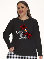 Christmas Casual Loungewear Top Plus Size Women's Graphic Print Pajama Top