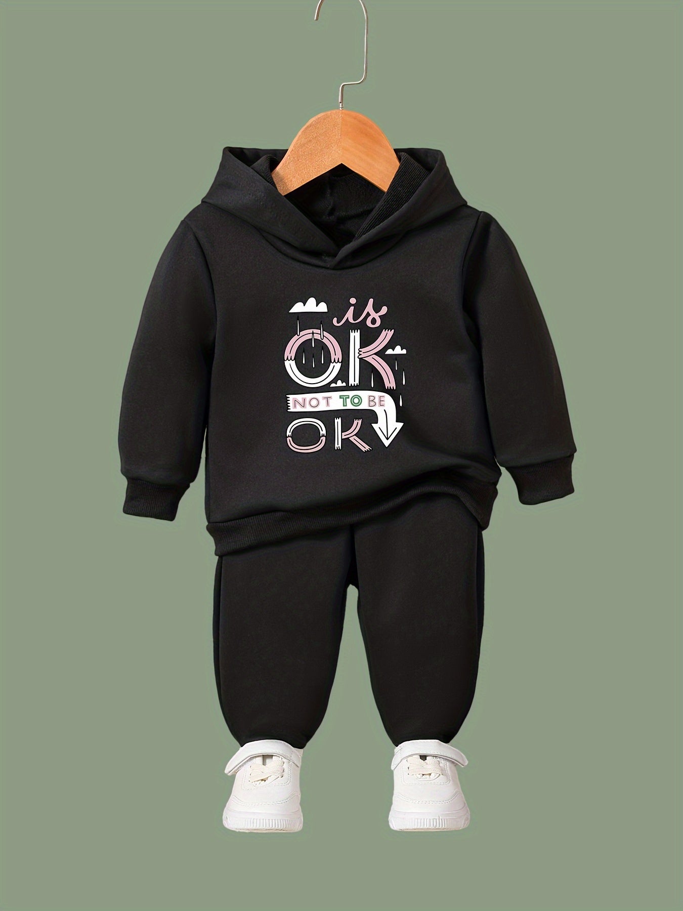 2pcs Cloud Print Hoodie Jogger Set for Girls