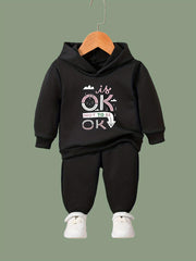 2pcs Cloud Print Hoodie Jogger Set for Girls