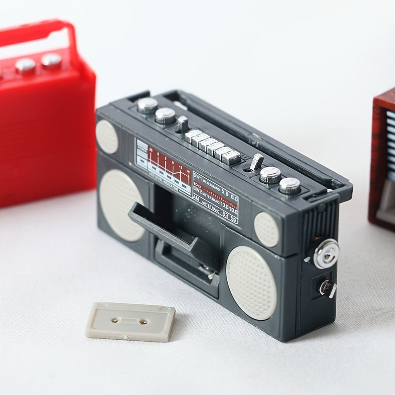 Mini Dollhouse Cassette Recorder Toy Gray Rubber with Accents 26cm H
