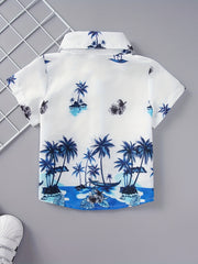 Coconut Tree Print Boys Summer Beach Shirt