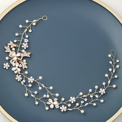 Silver Flower Bridal Hair Vine Rhinestone Wedding Headpiece