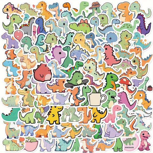 100pcs Little Dinosaur Vinyl Waterproof Stickers Scrapbook Laptop Skateboard
