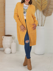 Casual Cardigan Women's Plus Solid Long Sleeve Open Front