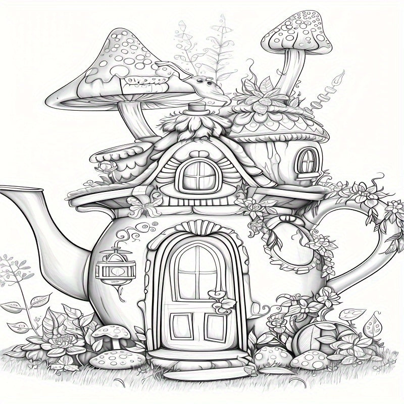 Deluxe Teapot House Coloring Book 22 Pages Halloween Christmas Birthday