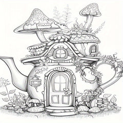 Deluxe Teapot House Coloring Book 22 Pages Halloween Christmas Birthday
