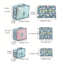 6 Pc Flower Pattern Bag Sets Travel Luggage Bags Dustproof Bags