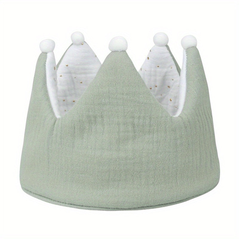 Baby 100 Muslin Cotton Guaze Crown Headband Hat For Birthday